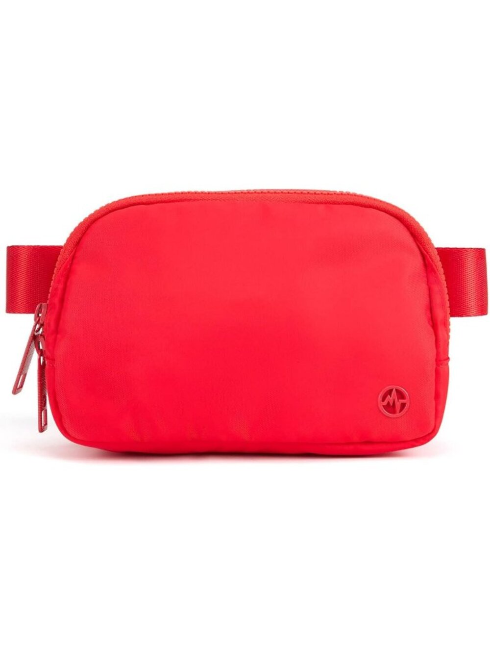 Women's Red Double Zipper Fanny Pack Nylon Belt Bag with Adjustable Strap